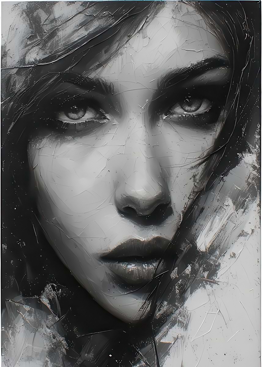 'Stunning black and white portrait of a woman with expressive eyes ...