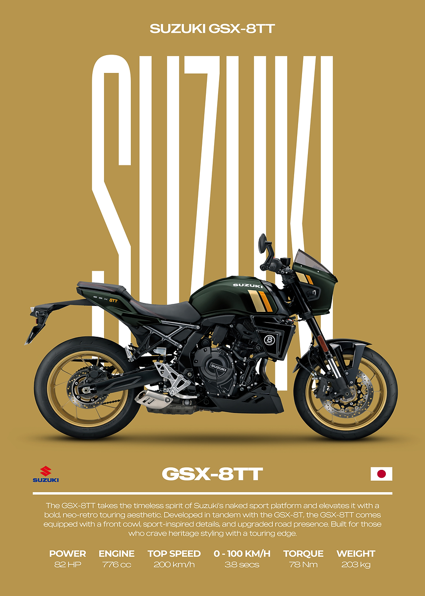 Suzuki GSX-8TT Motorcycle Poster' Poster, picture, metal print