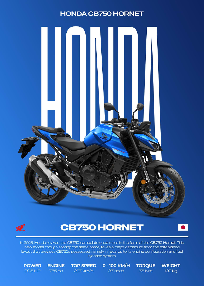 Honda CB750 Hornet Motorcycle Poster' Poster, picture, metal print