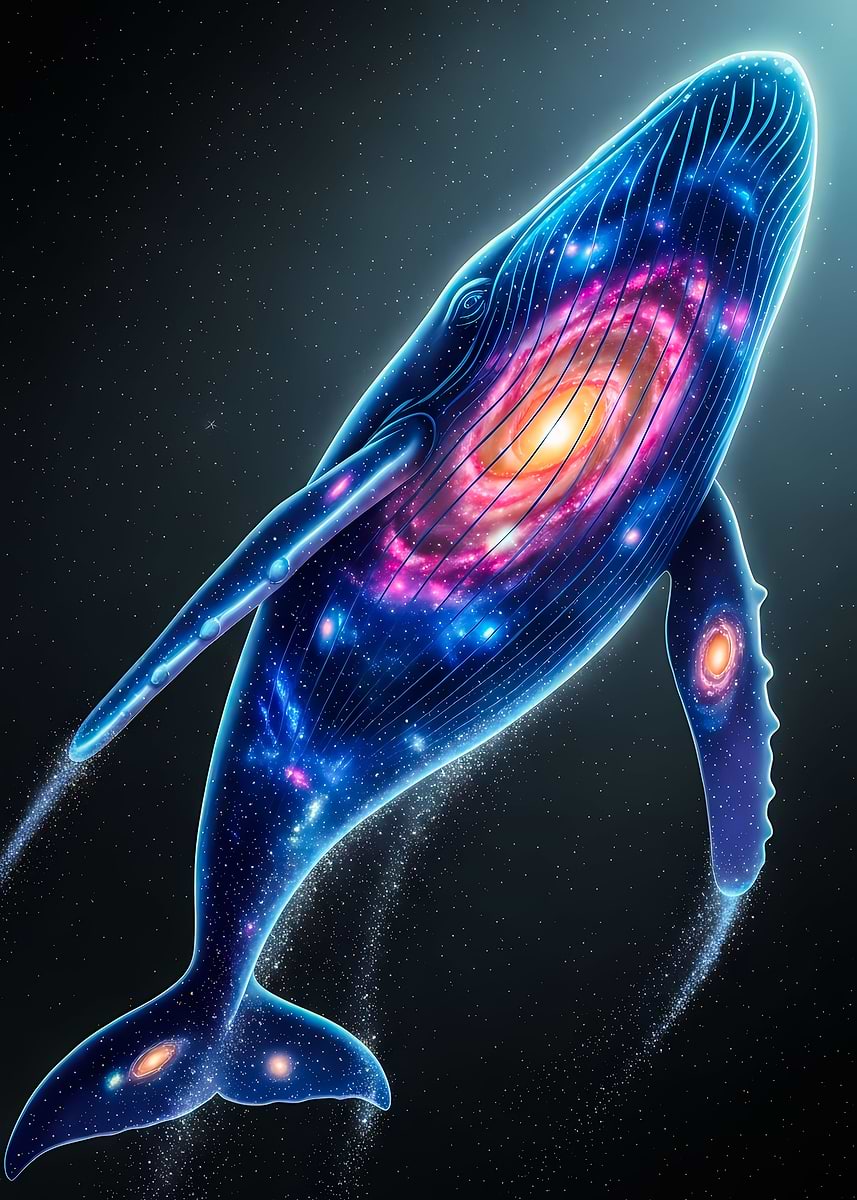 'Cosmic Whale in Space' Poster, picture, metal print, paint by Kimo For ...
