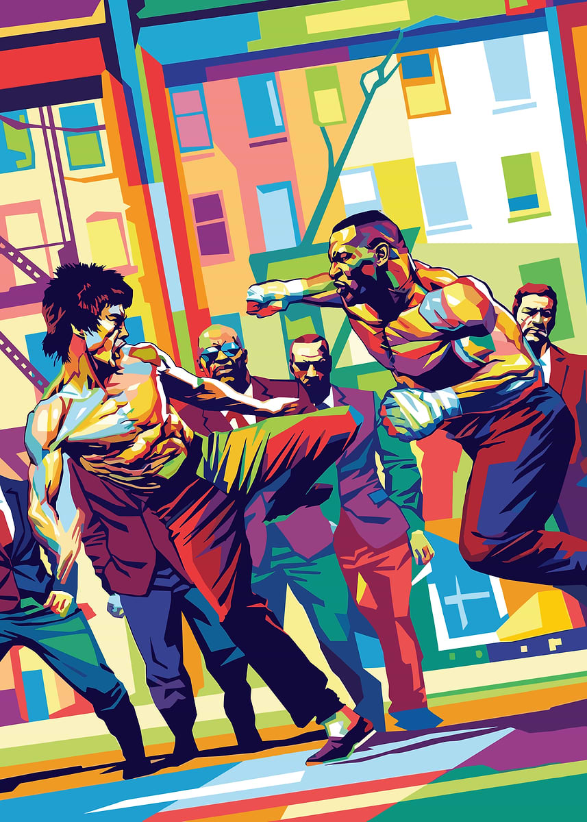 'Martial Arts Fight Scene' Poster, picture, metal print, paint by ...