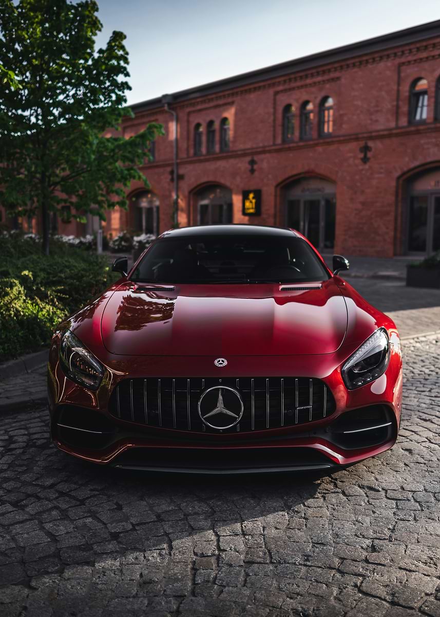 Amg Red Color 'Red Mercedes-AMG GT Front View' Poster, picture, metal print, paint by ...