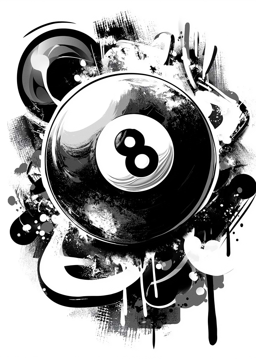 Graffiti 8 Ball Art' Poster, picture, metal print, paint by Imad