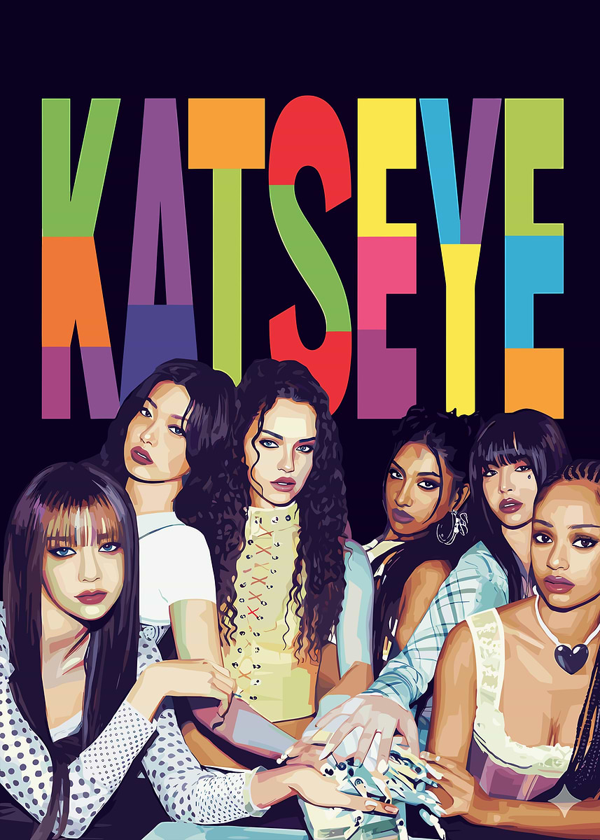 'KATSEYE Group Portrait' Poster, picture, metal print, paint by Mus ...