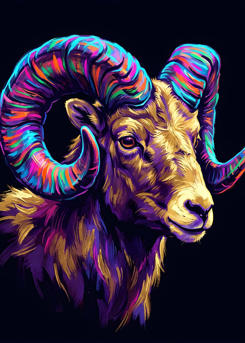 Ram Rlated Picture 'Vibrant Ram Portrait' Poster, picture, metal print, paint by VectorPop ...