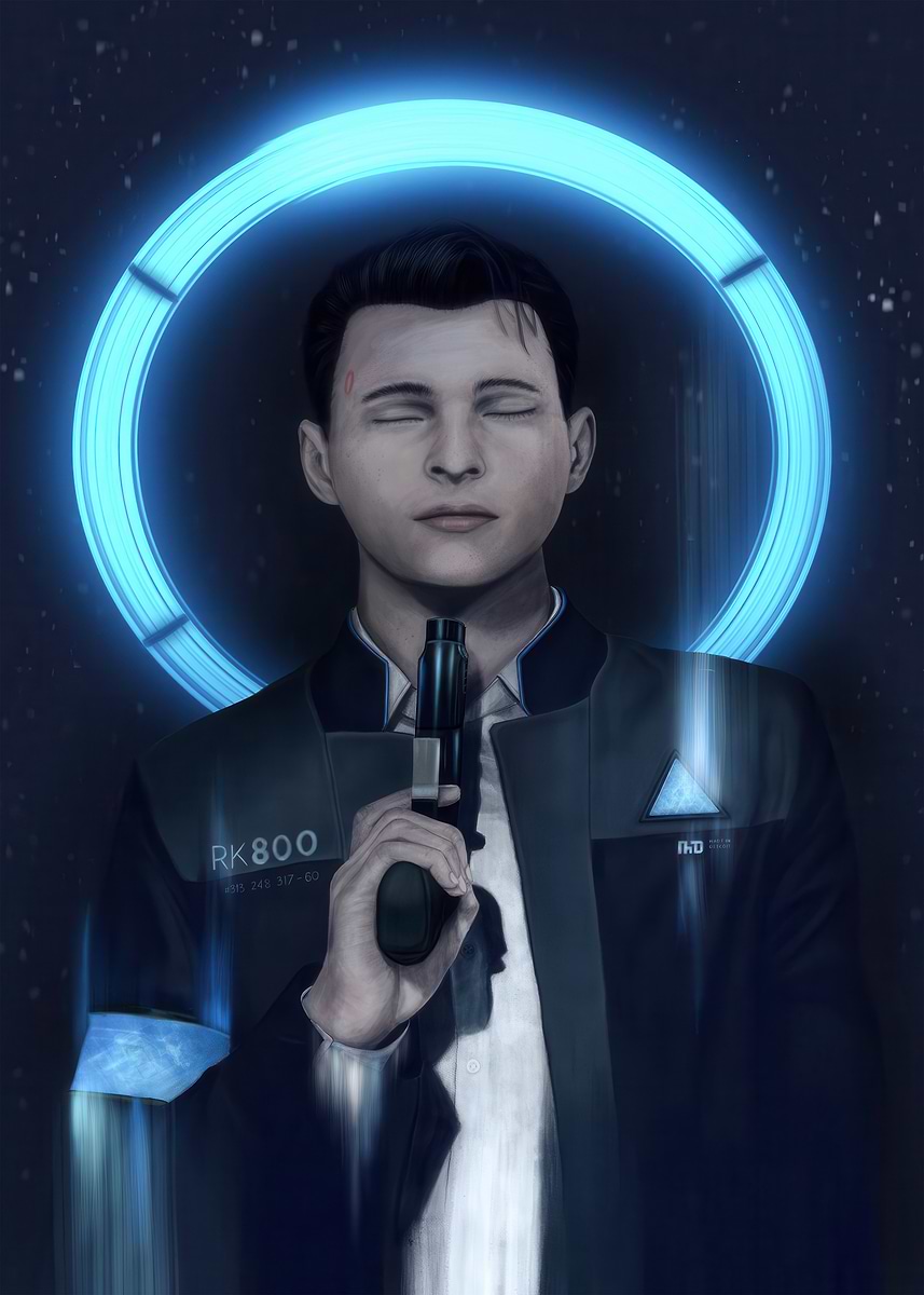 'Connor RK800 with Gun and Halo' Poster, picture, metal print, paint by ...