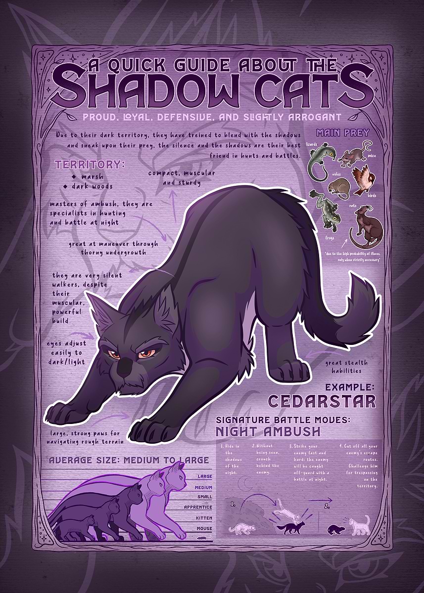 Simple Shadow Cat 'Shadow Cats Quick Guide' Poster, picture, metal print, paint by ...