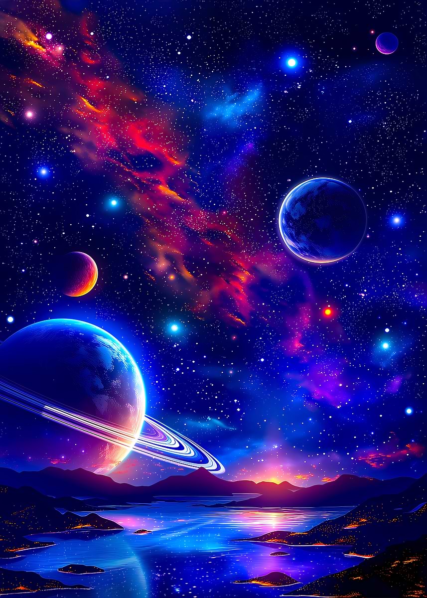Cosmic Landscape Nebula' Poster, picture, metal print, paint by