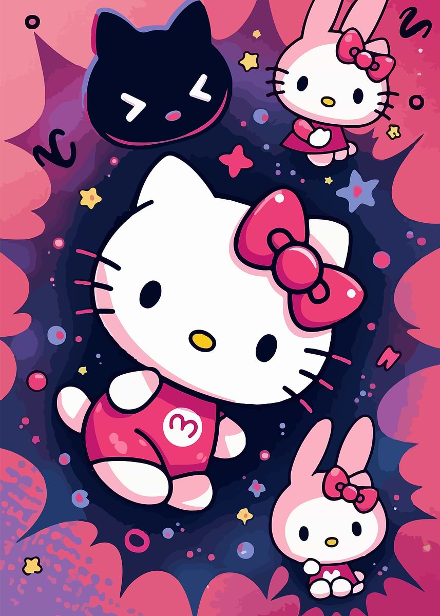 Hello Kitty Rocketship 'Hello Kitty and Friends in Space' Poster, picture, metal print, paint ...
