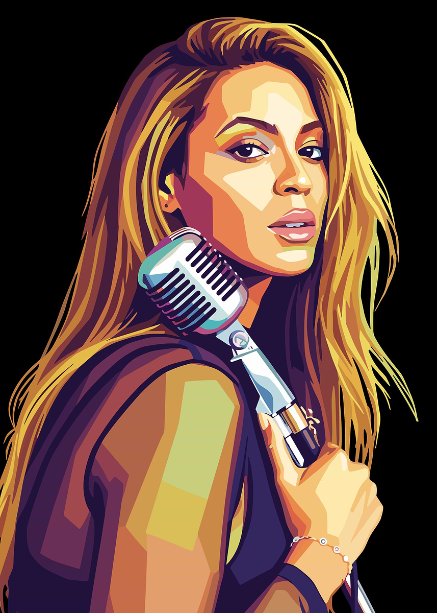 'Beyonce with Microphone' Poster, picture, metal print, paint by Azza ...