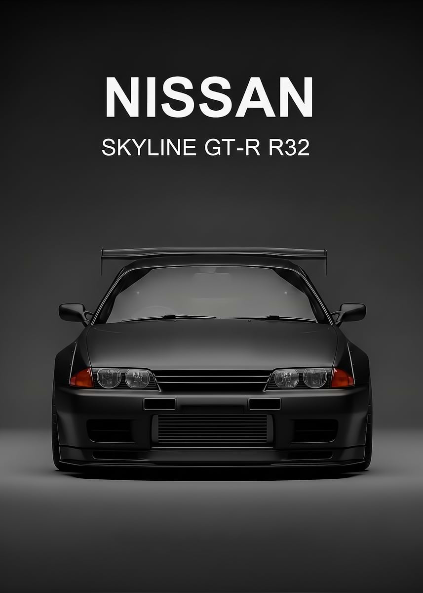 sport black Nissan Skyline GT-R R32' Poster, picture, metal print