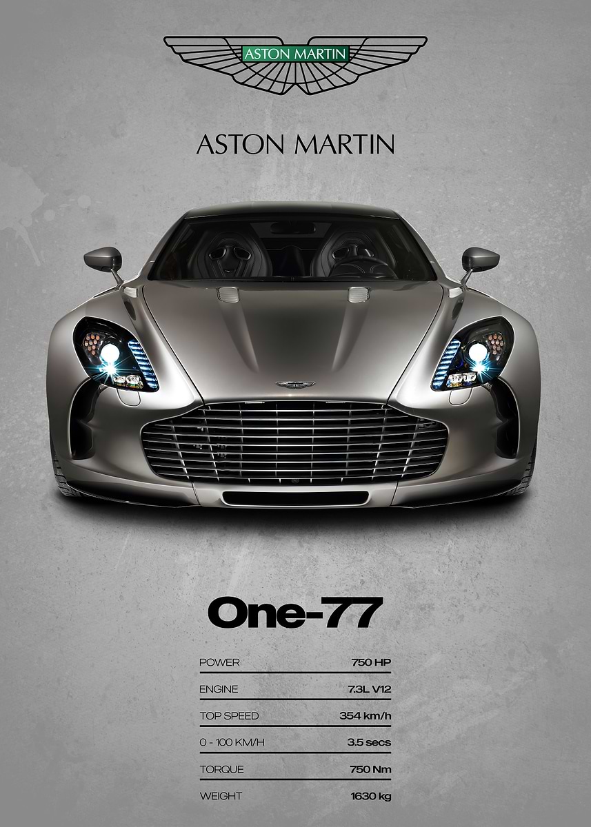 Aston Martin One-77 Poster' Poster, picture, metal print, paint by