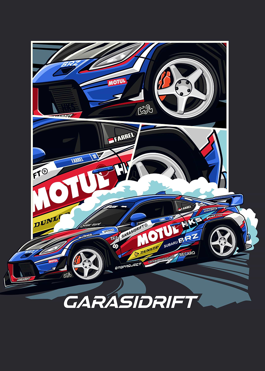 Drifting Subaru BRZ with Motul Livery' Poster, picture, metal