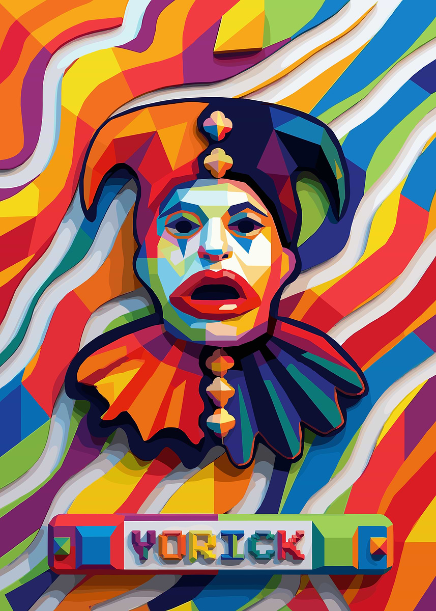 Colorful Jester Portrait with 'Yorick' Text' Poster, picture