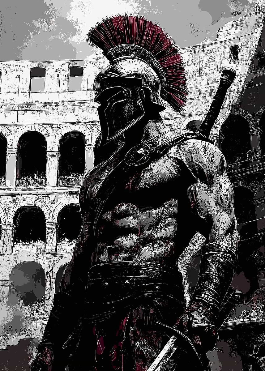 Spartan Warrior in Colosseum' Poster, picture, metal print, paint