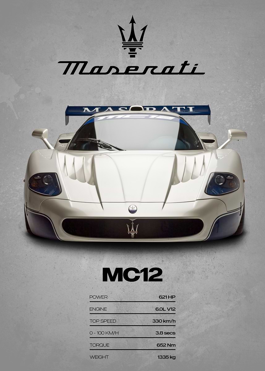Maserati MC12 Poster' Poster, picture, metal print, paint by