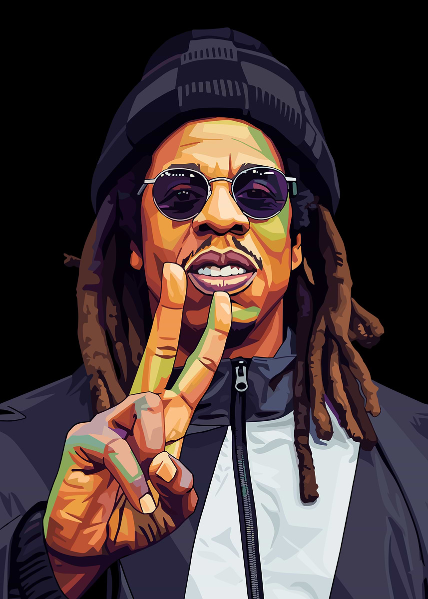 Jay-Z Pop Art Portrait' Poster, picture, metal print, paint by