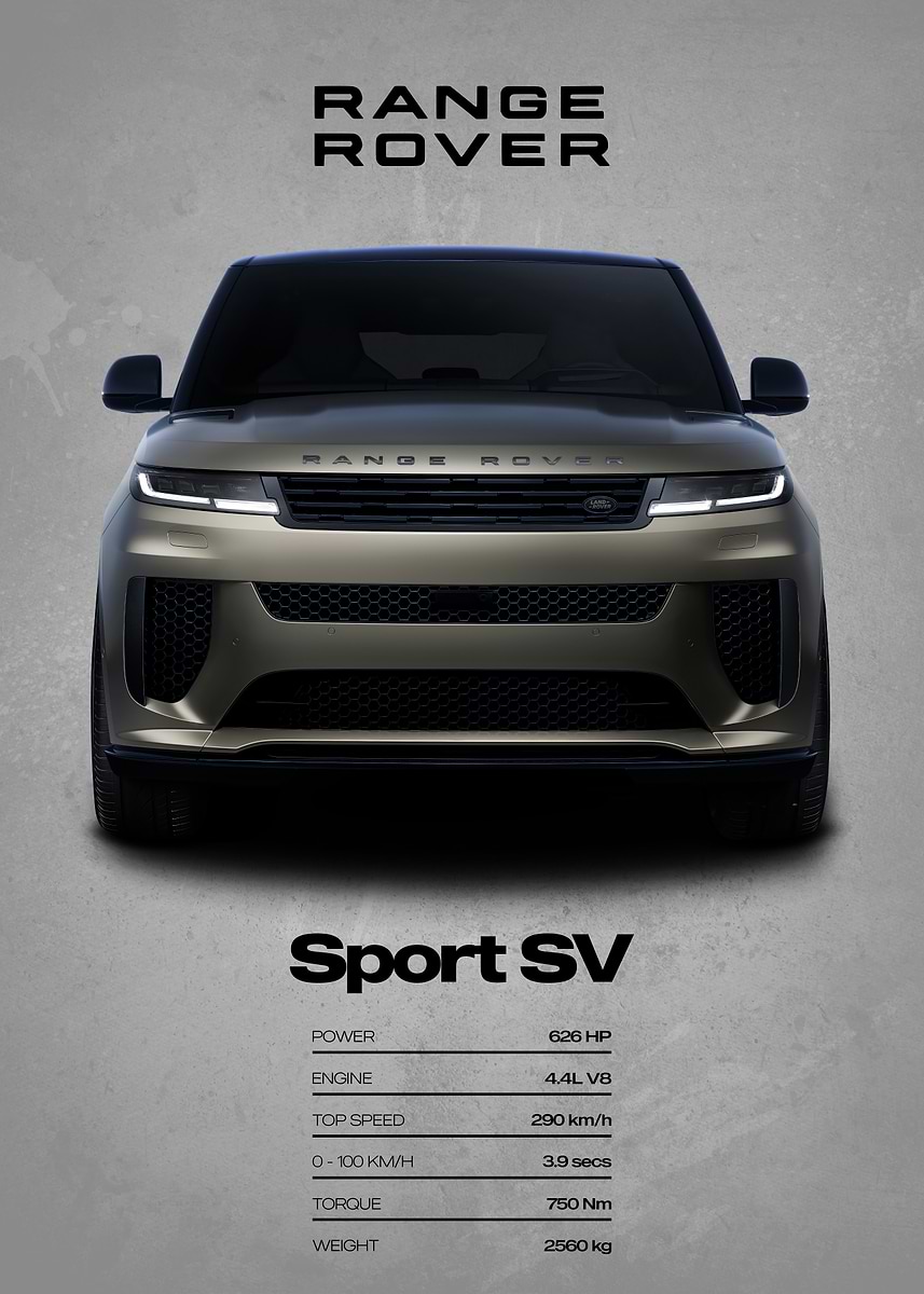 Range Rover Latest Poster 'Range Rover Sport SV Poster' Poster, picture, metal print, paint by ...