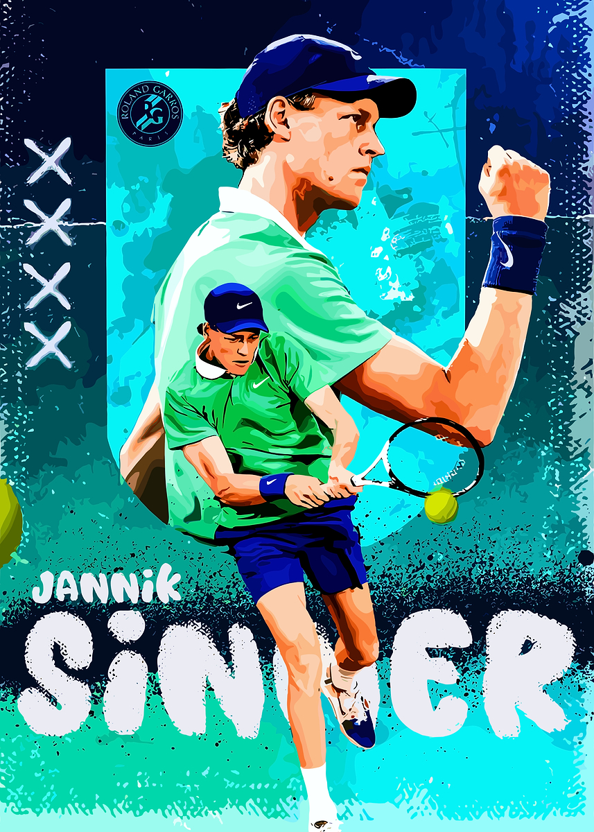 Jannik Sinner Tennis Poster' Poster, picture, metal print, paint