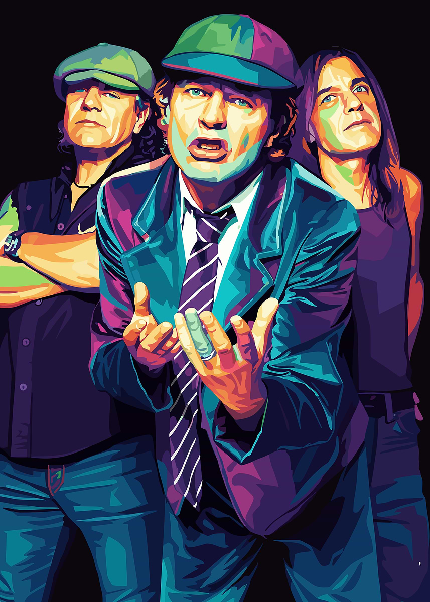 'AC/DC Band Members Pop Art' Poster, picture, metal print, paint by Zee ...