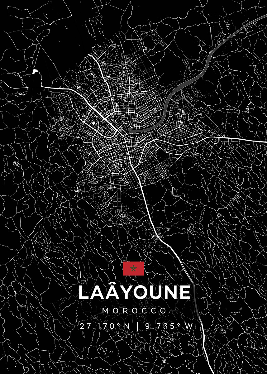Laayoune Morocco Map Poster Picture Metal Print Paint By Morocco 2b638831 D8cb 46f4 B9c6 