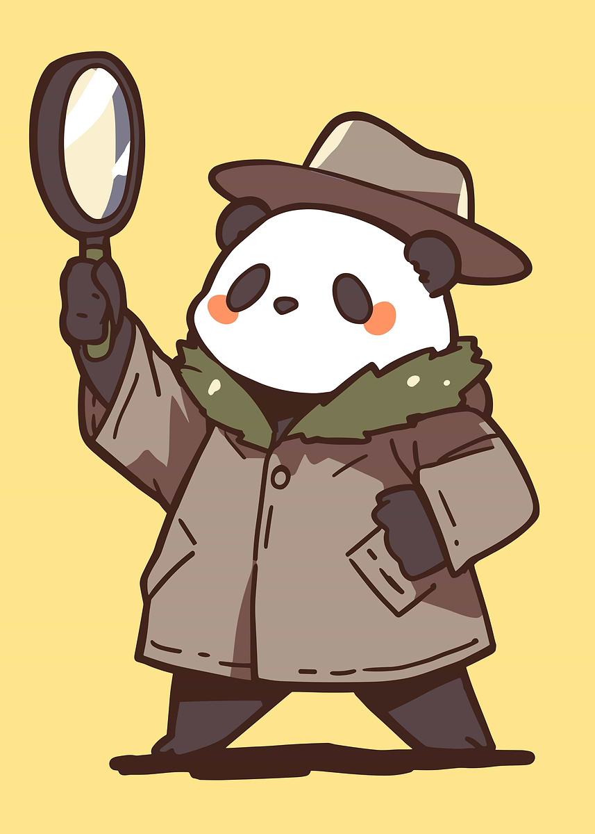 'Detective Panda with Magnifying Glass' Poster, picture, metal print ...