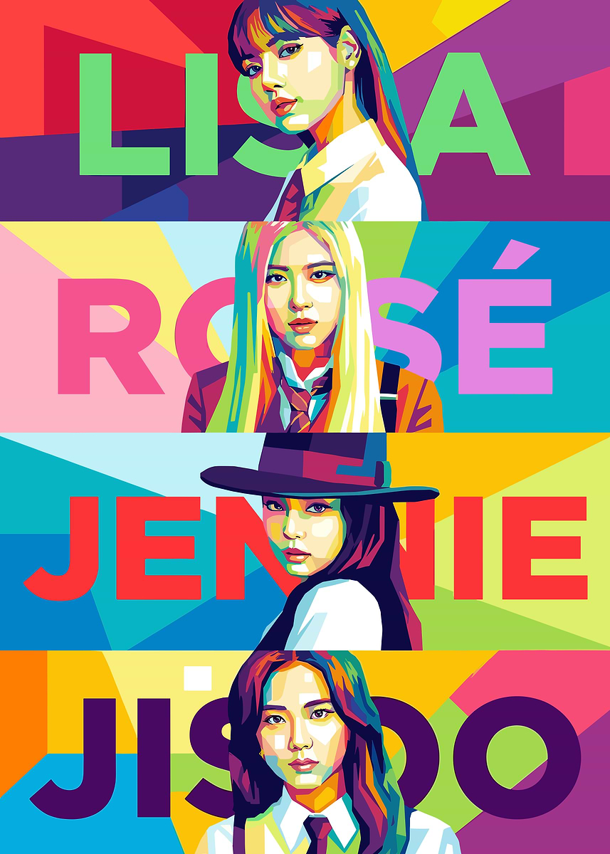 Blackpink Members Pop Art Portrait' Poster, picture, metal print