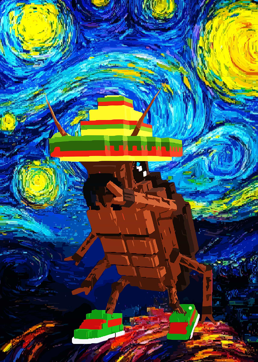 'Cockroach in Sombrero and Sneakers' Poster, picture, metal print ...
