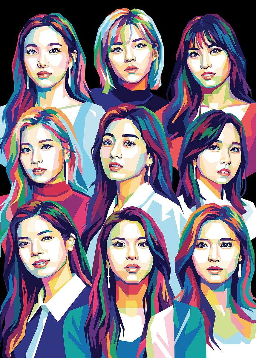 TWICE K-Pop Group Pop Art Portrait' Poster, picture, metal print