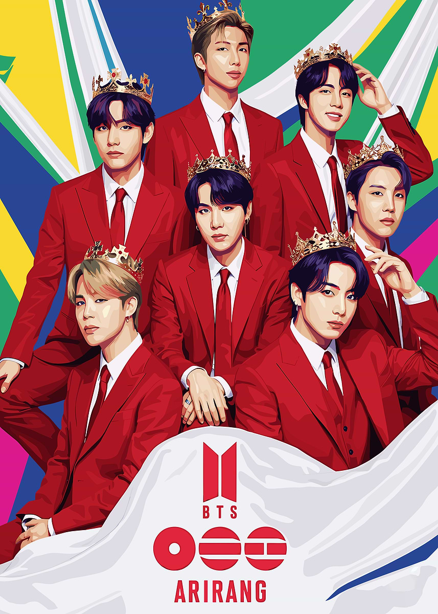 BTS Arirang Group Portrait' Poster, picture, metal print, paint by