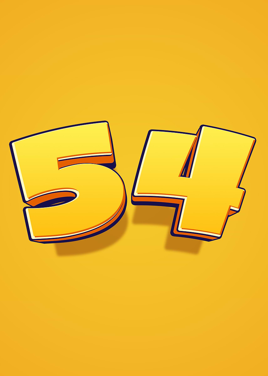 'Number 54 in 3D Style' Poster, picture, metal print, paint by Ran Zty ...