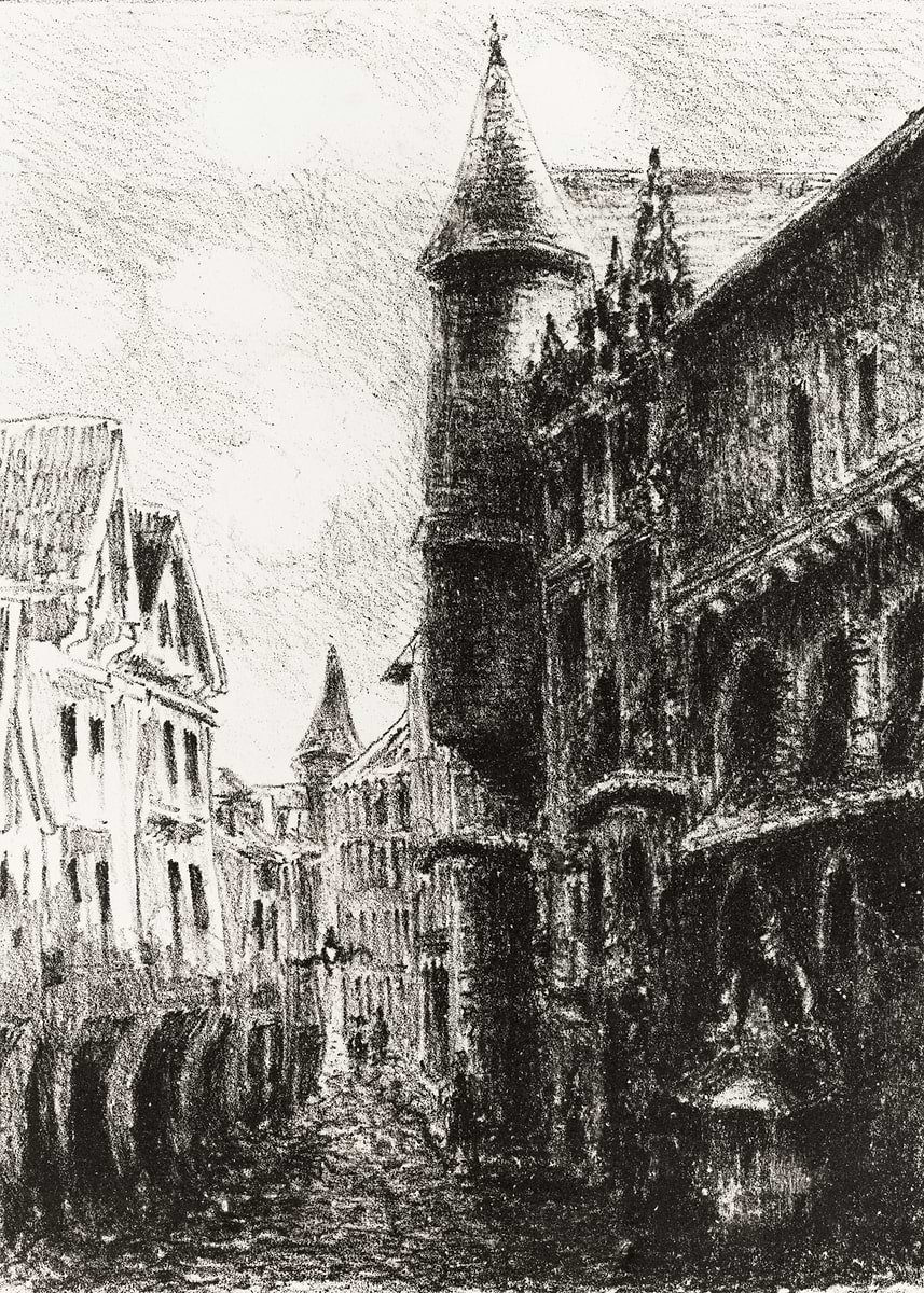 'Sketch of a European Street Scene' Poster, picture, metal print, paint ...