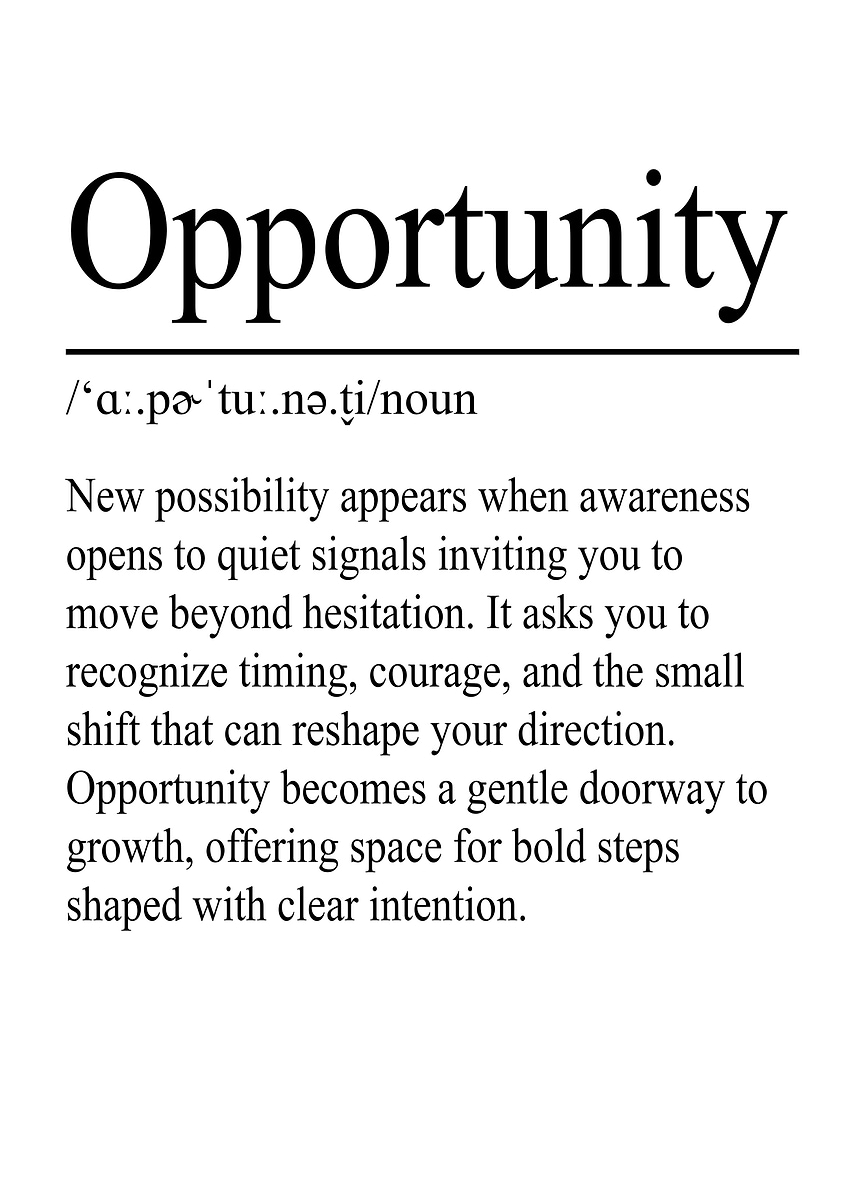 Inopportune Definitions 'Opportunity Definition – White | Minimalist Typography Poster' Poster ...