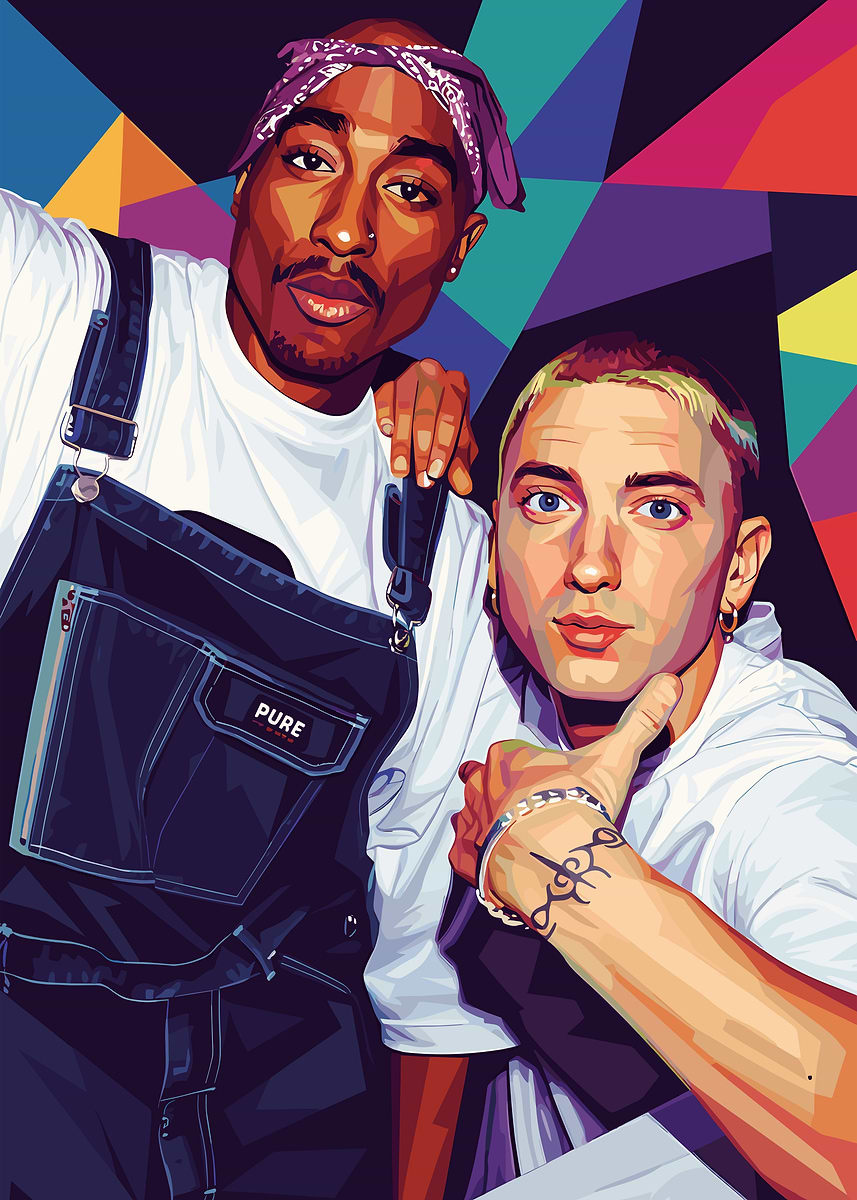 Tupac and Eminem Pop Art' Poster, picture, metal print, paint by