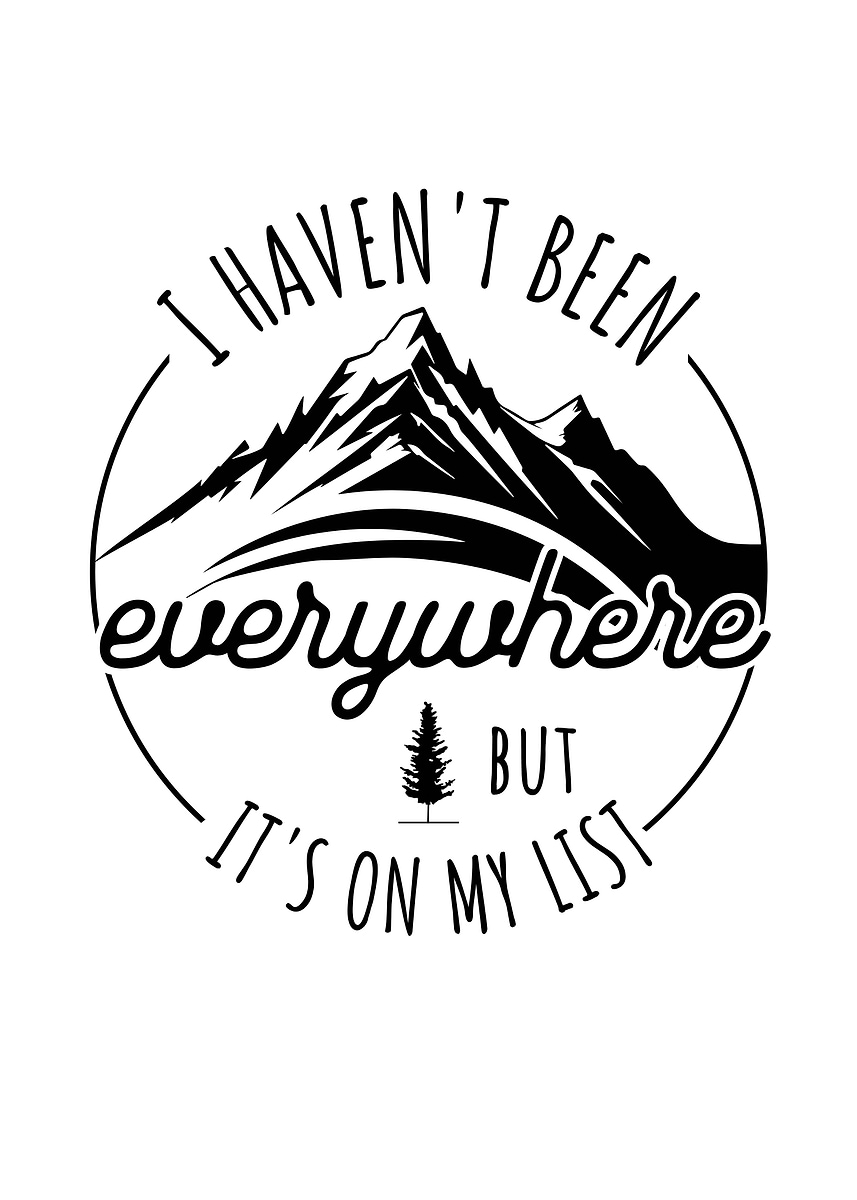 'Travel List Mountains and Tree' Poster, picture, metal print, paint by ...