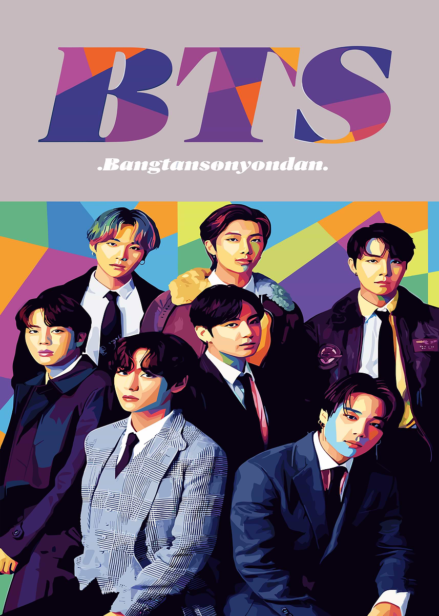 BTS Pop Art Portrait' Poster, picture, metal print, paint by