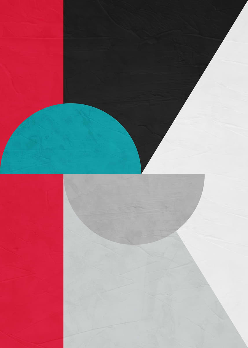 'Abstract Geometric Composition with Circles and Rectangles' Poster ...