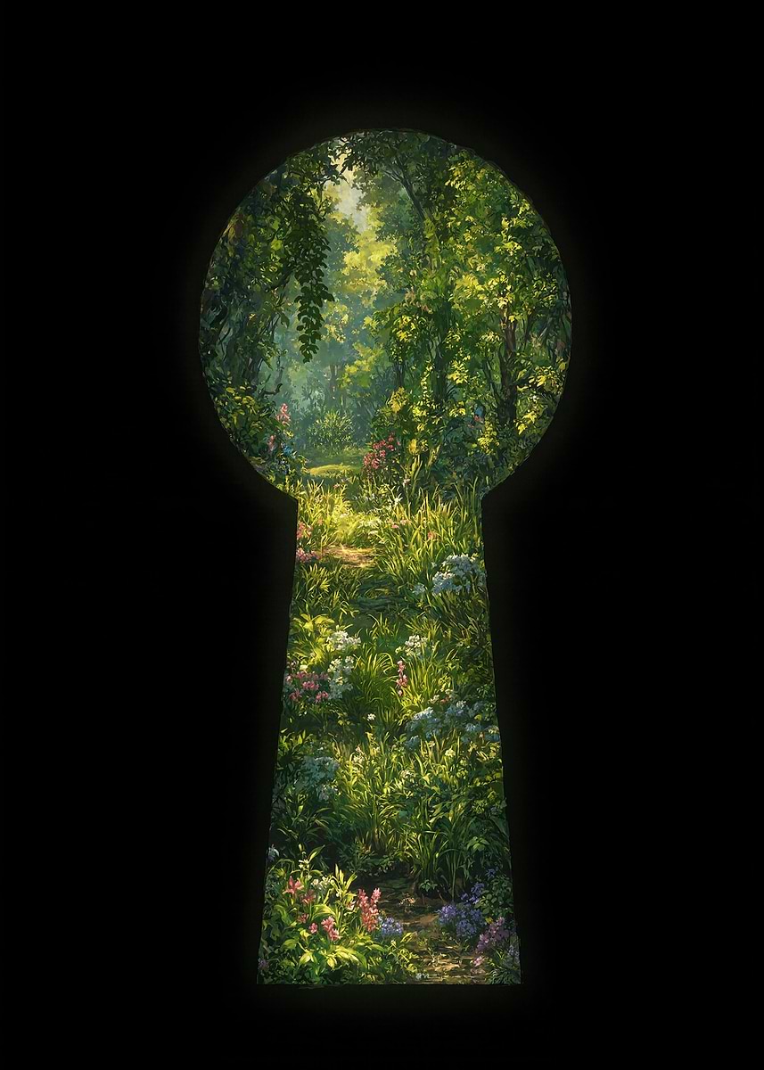 'Enchanted Forest Through a Keyhole' Poster, picture, metal print ...