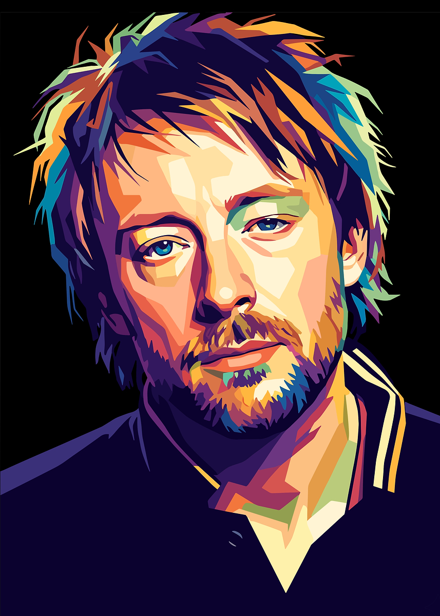 'Colorful Portrait of Thom Yorke' Poster, picture, metal print, paint ...