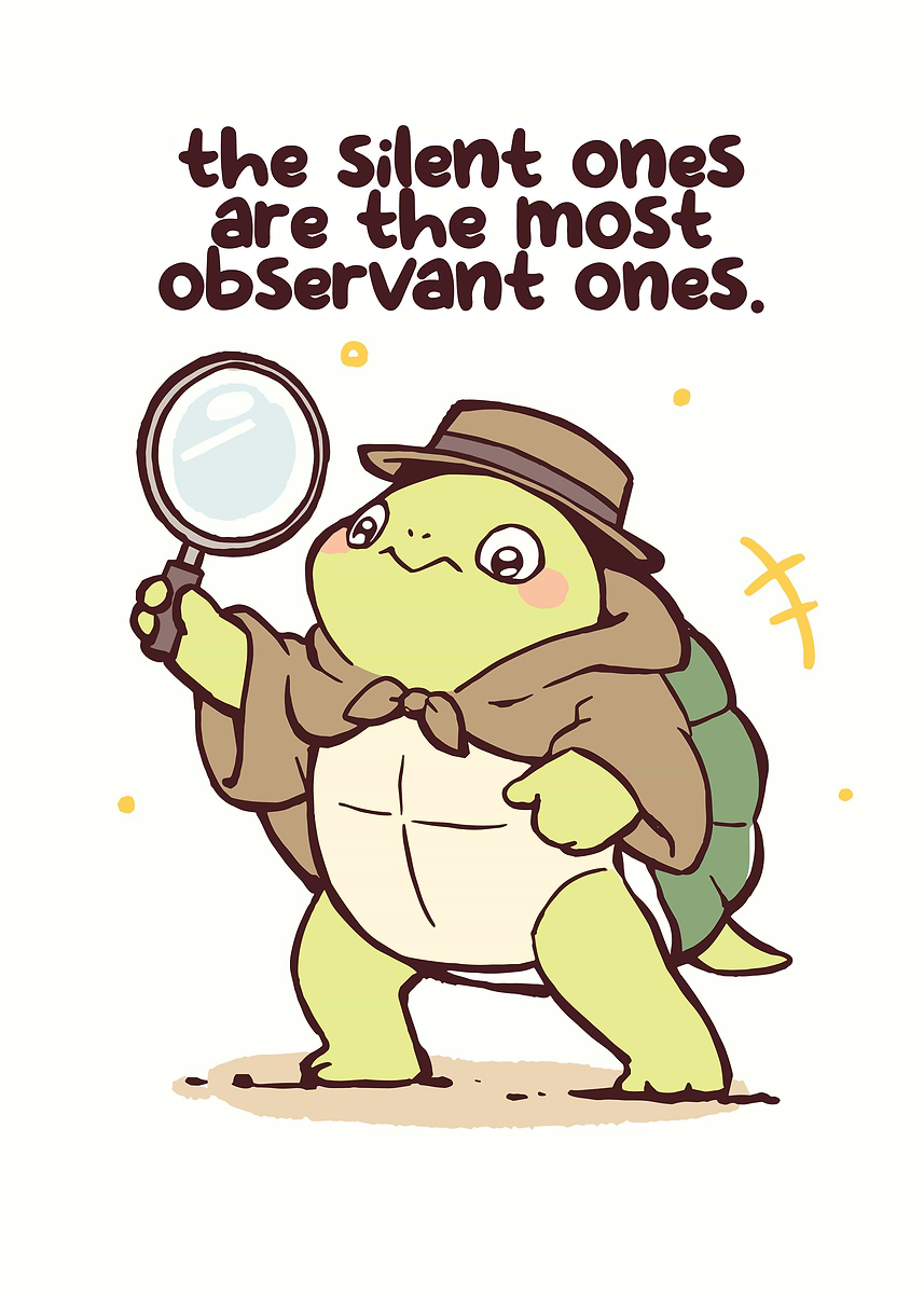 'Observant Turtle Detective' Poster, picture, metal print, paint by ...