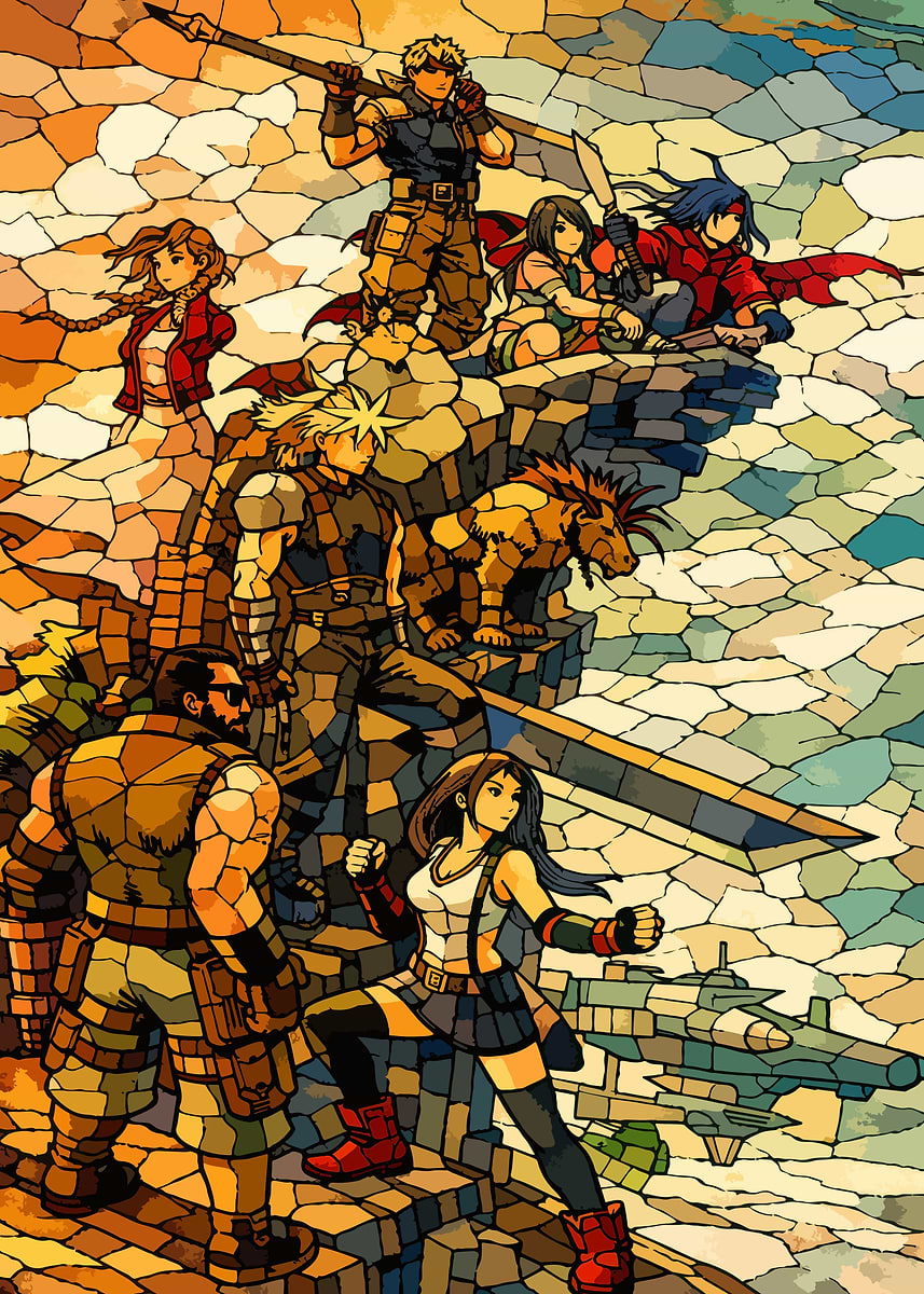 Final Fantasy VII Stained Glass Art' Poster, picture, metal print