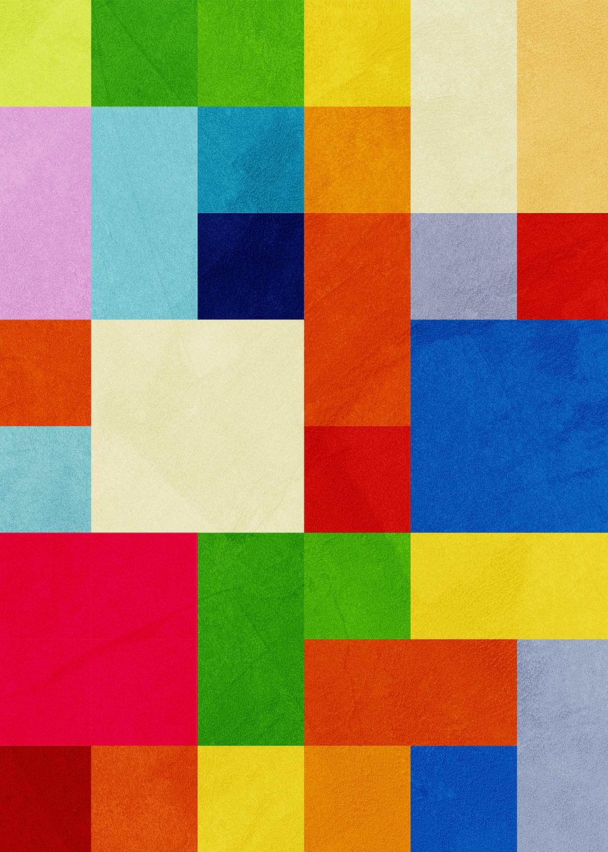 Large Abstract Colorblock Graphics 'Geometric Color Block Abstract' Poster, picture, metal print, paint by ...
