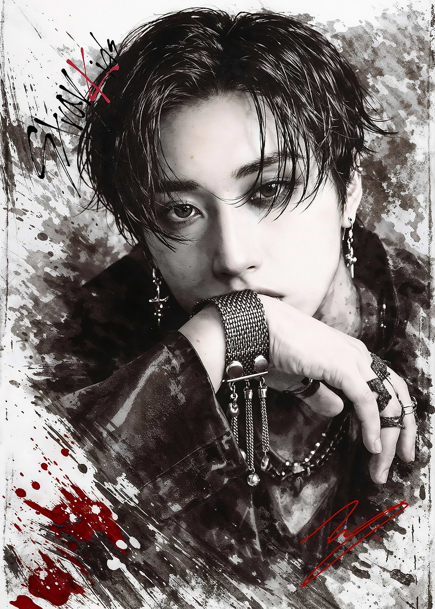 Stray Kids Han Ji-sung Portrait' Poster, picture, metal print