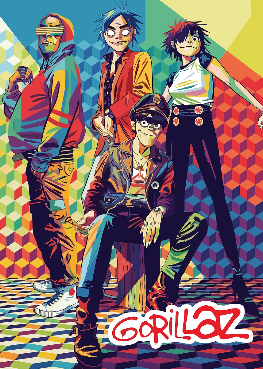 Gorillaz Band Pop Art Style' Poster, picture, metal print, paint