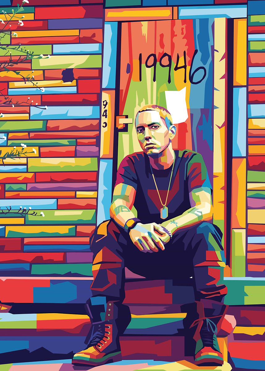 Eminem Pop Art Portrait' Poster, picture, metal print, paint by