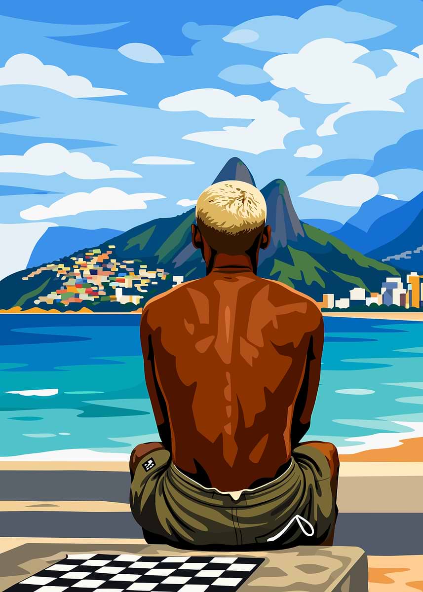 'Man overlooking Rio de Janeiro' Poster, picture, metal print, paint by ...
