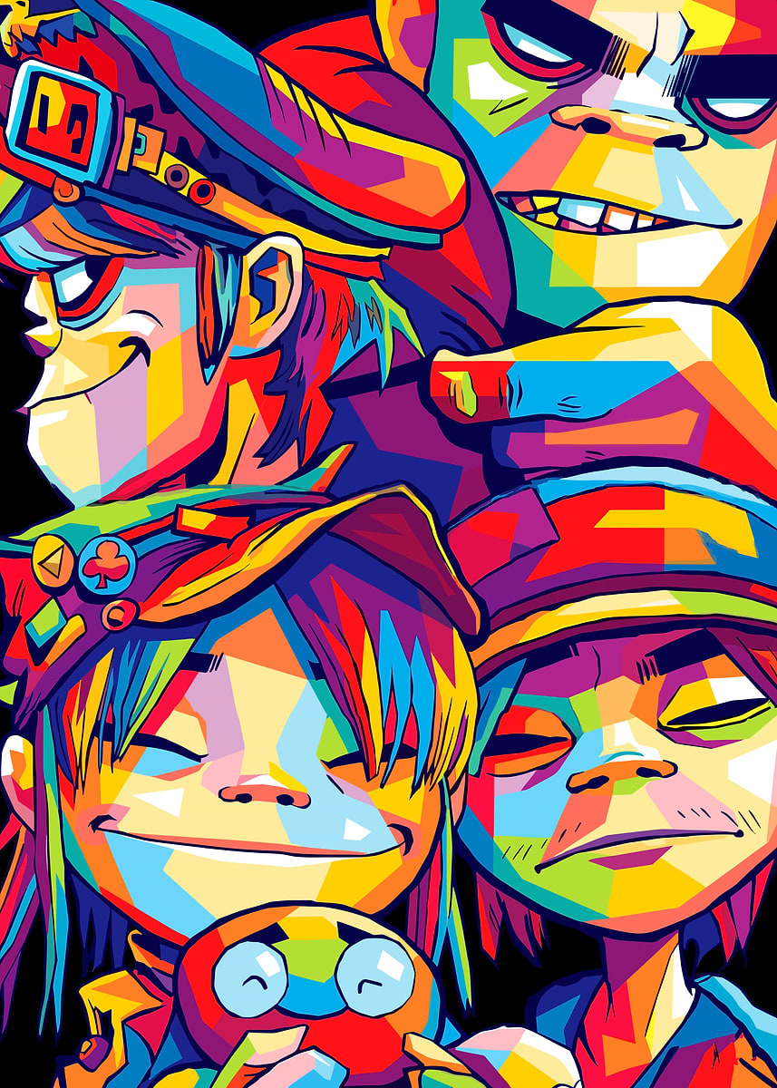 Gorillaz Pop Art Portrait' Poster, picture, metal print, paint by