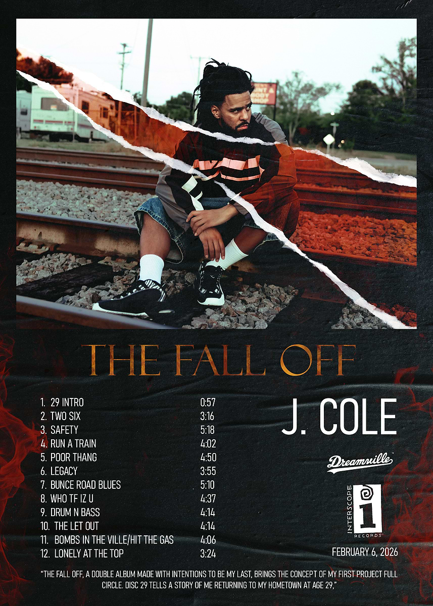 J. Cole The Fall Off Album Art' Poster, picture, metal print
