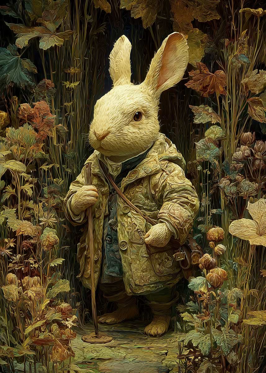 'Anthropomorphic Rabbit in a Forest' Poster, picture, metal print ...