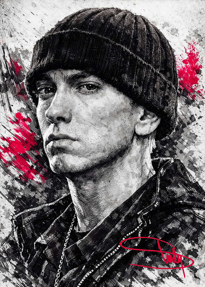 Eminem Portrait' Poster, picture, metal print, paint by Loxey